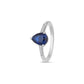 925 Sterling Silver Pear Cut Blue Sapphire Ring Women American Diamond Band Gift