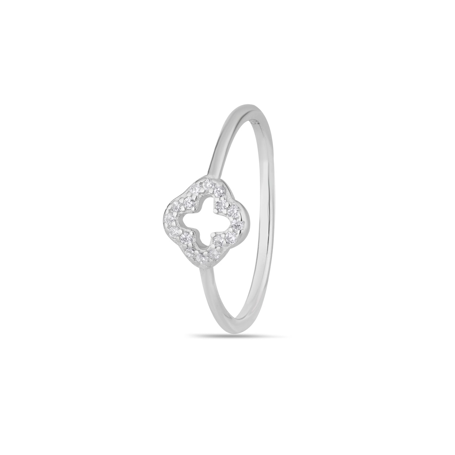 925 Sterling Silver Ring for Women American Diamond Clover Flower Band Gift Boxed