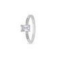 925 Sterling Silver Ring Women American Diamond Emerald Cut Solitaire Wedding Band