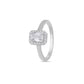 925 Sterling Silver Emerald Cut American Diamond Halo Ring for Women Promise Gift