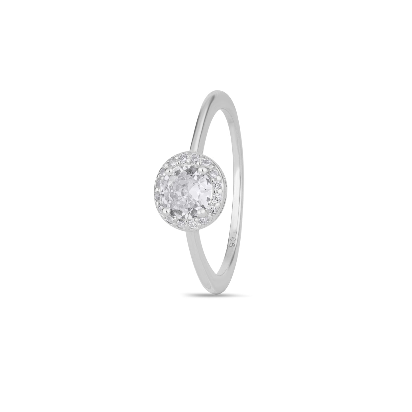 925 Sterling Silver Ring for Women Round Halo American Diamond Engagement Band