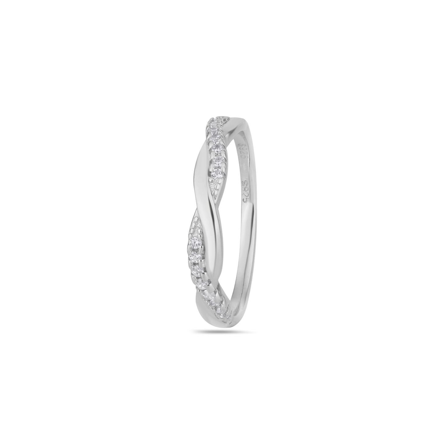 925 Sterling Silver Women Ring American Diamond Twisted Infinity Band Luxury Gift