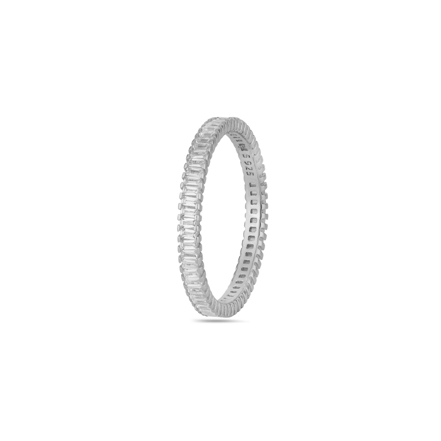 925 Sterling Silver Ring Women American Diamond Baguette Eternity Band