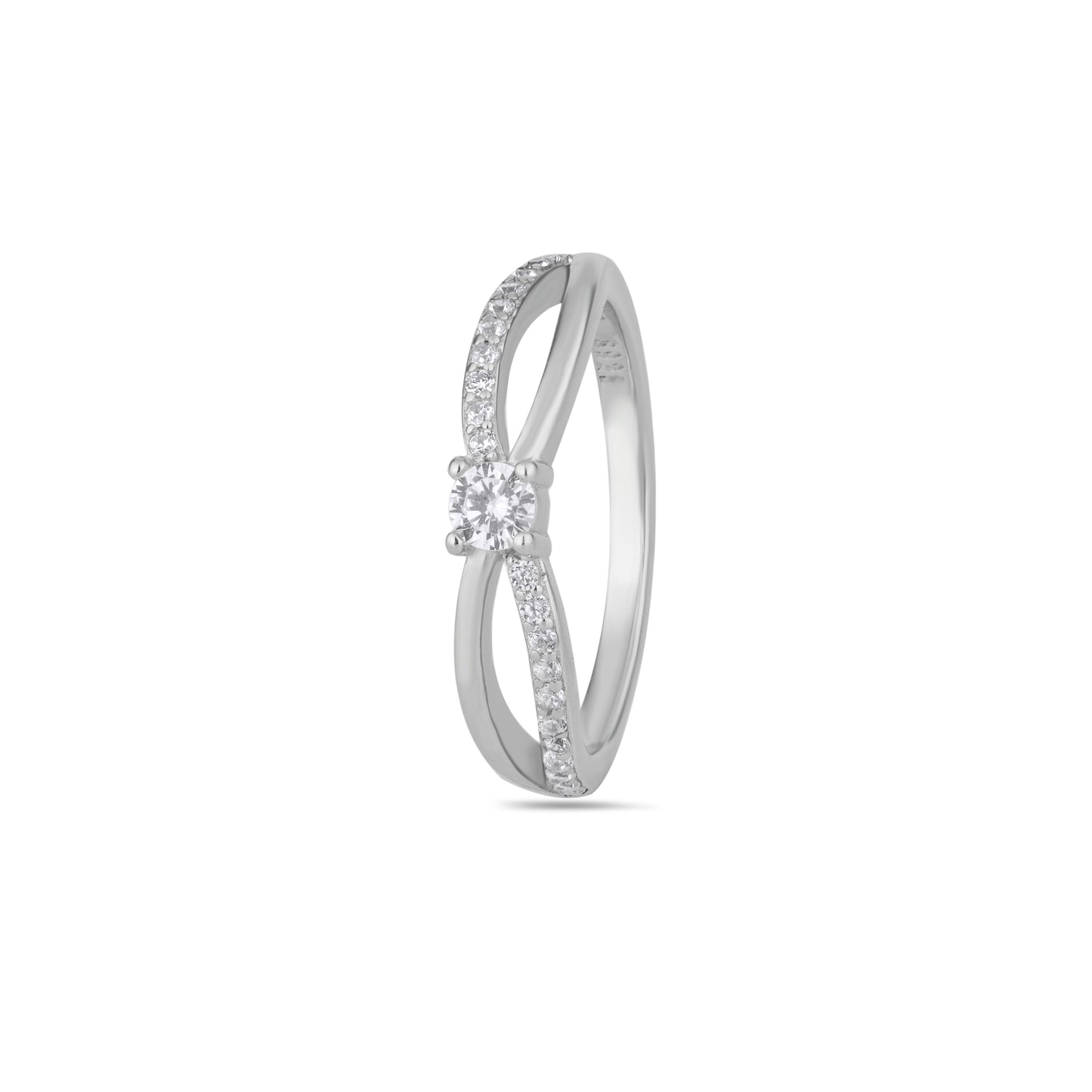 925 Sterling Silver Women Ring American Diamond Split Shank Wedding Engagement Band
