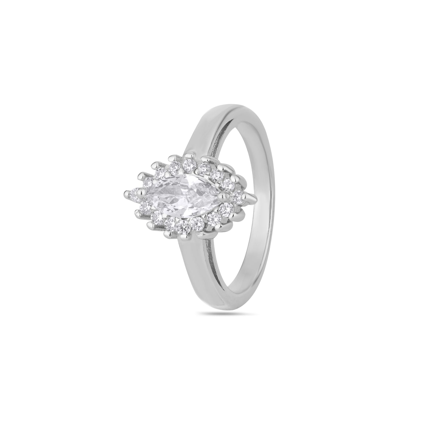 925 Sterling Silver Marquise Ring for Women American Diamond Halo Engagement Band