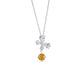 Luxurious 925 Sterling Silver Canary Yellow & White CZ Butterfly Pendant Necklace