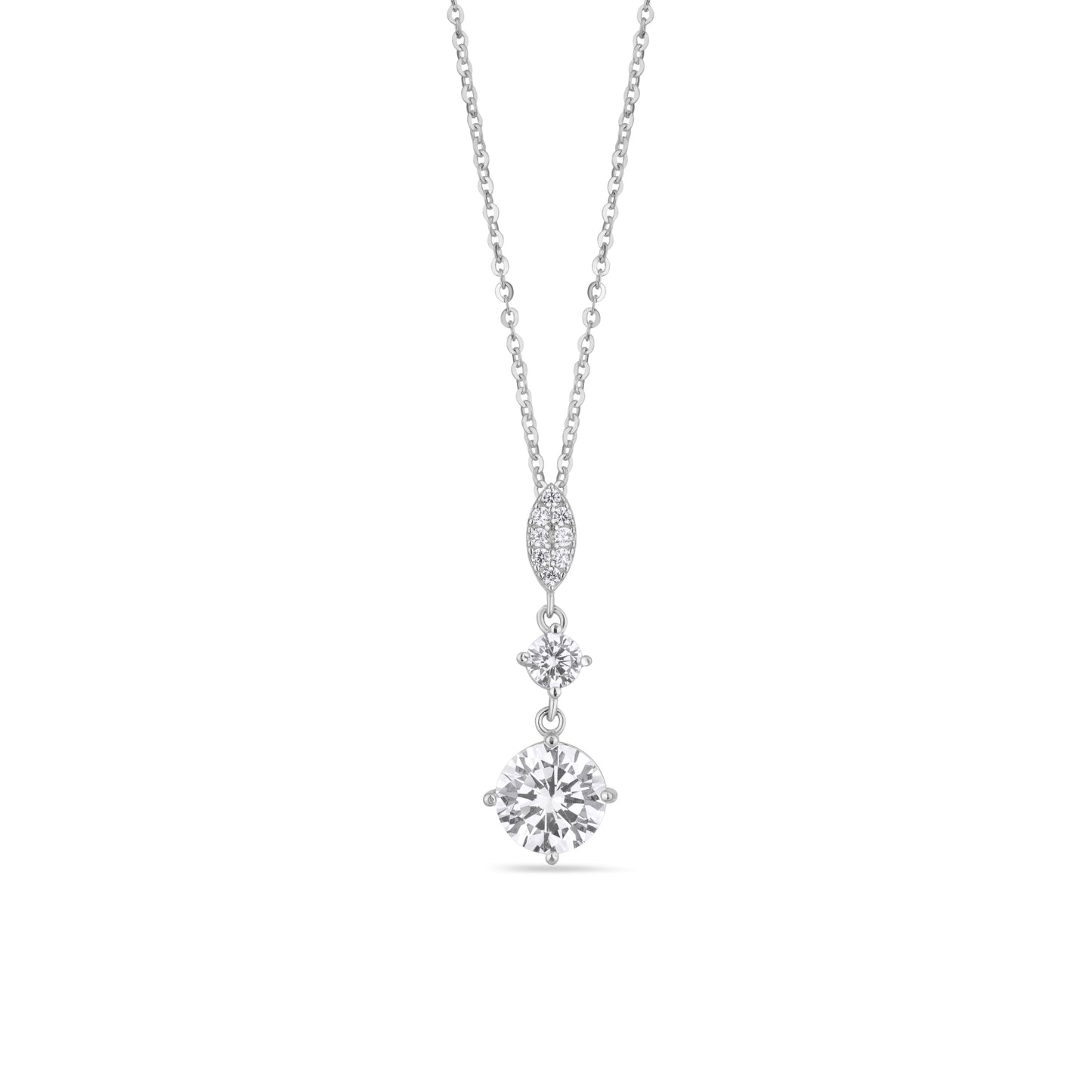 Silver Chain Pendant for Women American Diamond Three Stone Chain