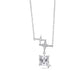 Silver Star Pendant Necklace with Princess Cut Diamond
