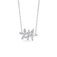 Sterling Silver Marquise Cut Cubic Zirconia Dual Floral Pendant Necklace