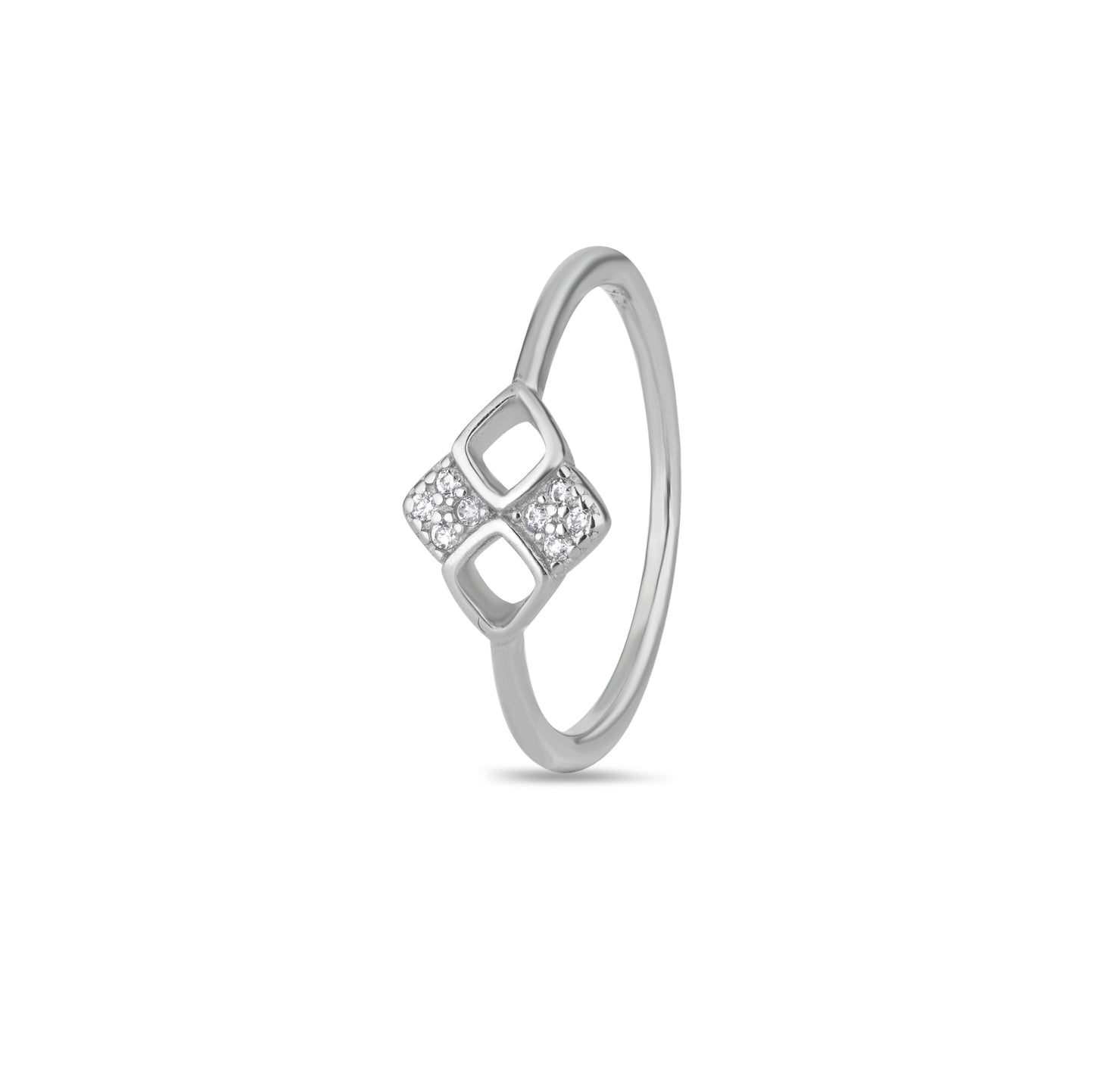 925 Sterling Silver Square Cluster Ring for Women Simulated Diamond CZ Band Gift