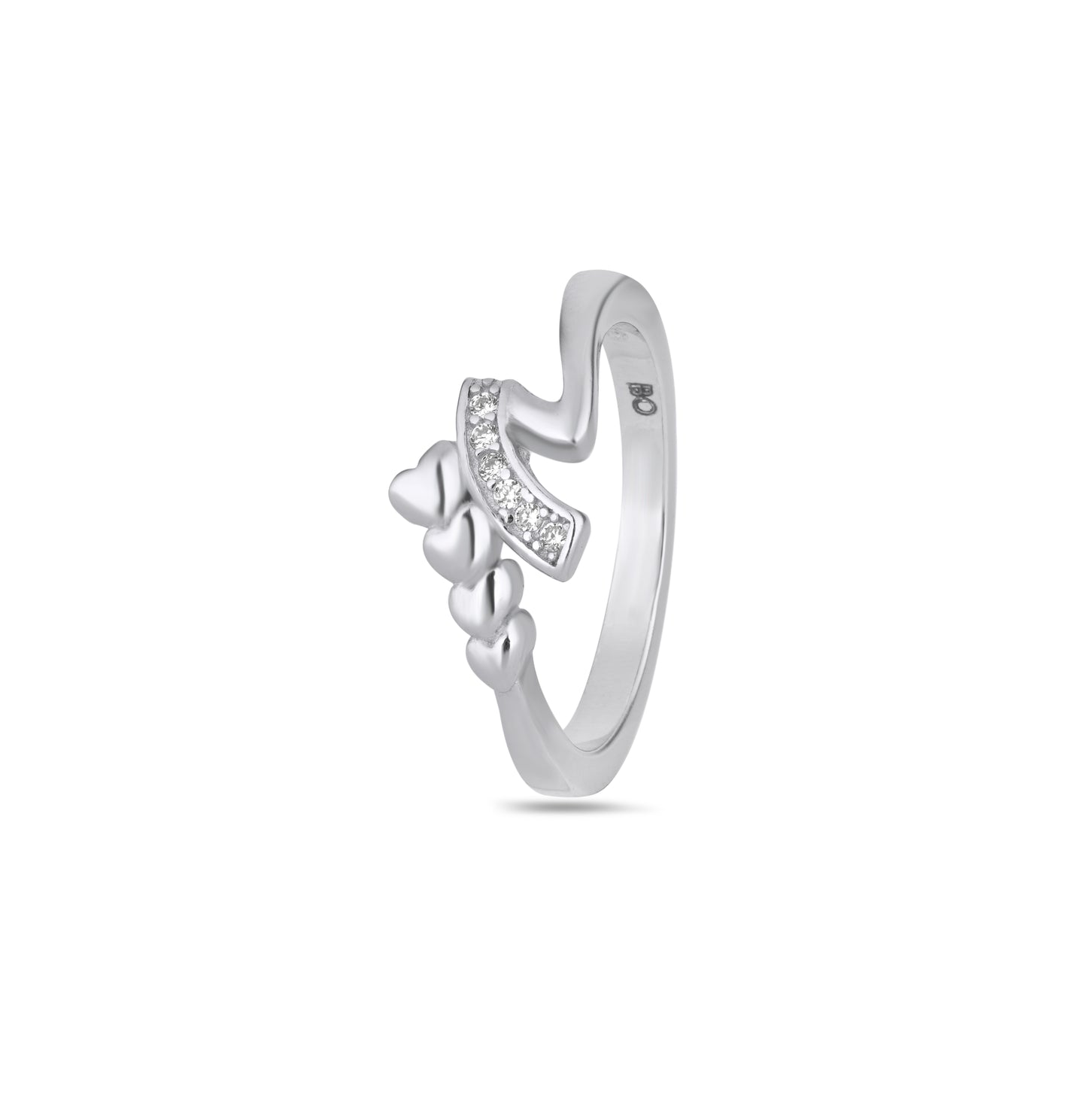 Stunning 925 Sterling Silver Heart Bypass Ring for Women