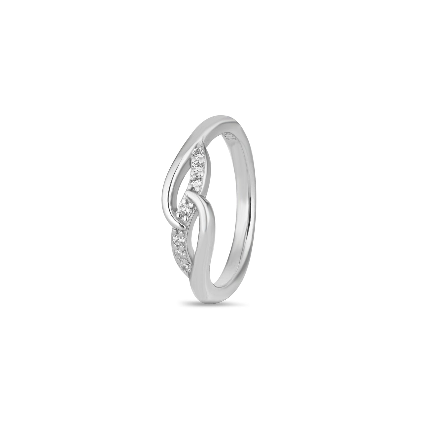 925 Sterling Silver American Diamond Infinity Swirl Ring for Women