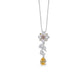 Yellow Pear Cut Diamond Flower Pendant 925 Silver Chain