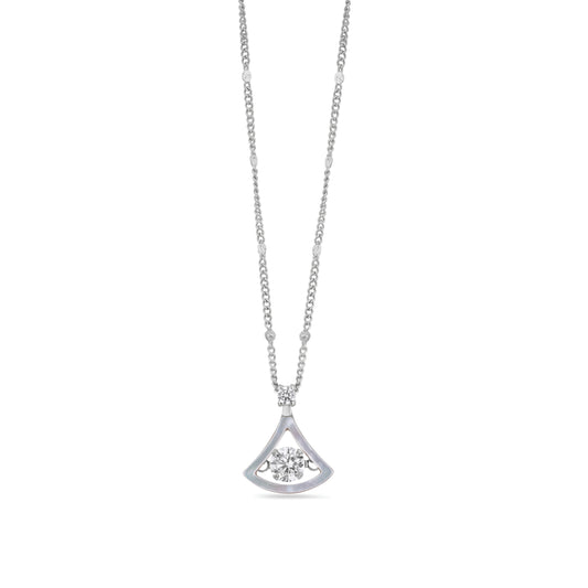 925 Sterling Silver Women's Chain Necklace with American Diamond Pendant Jewelry