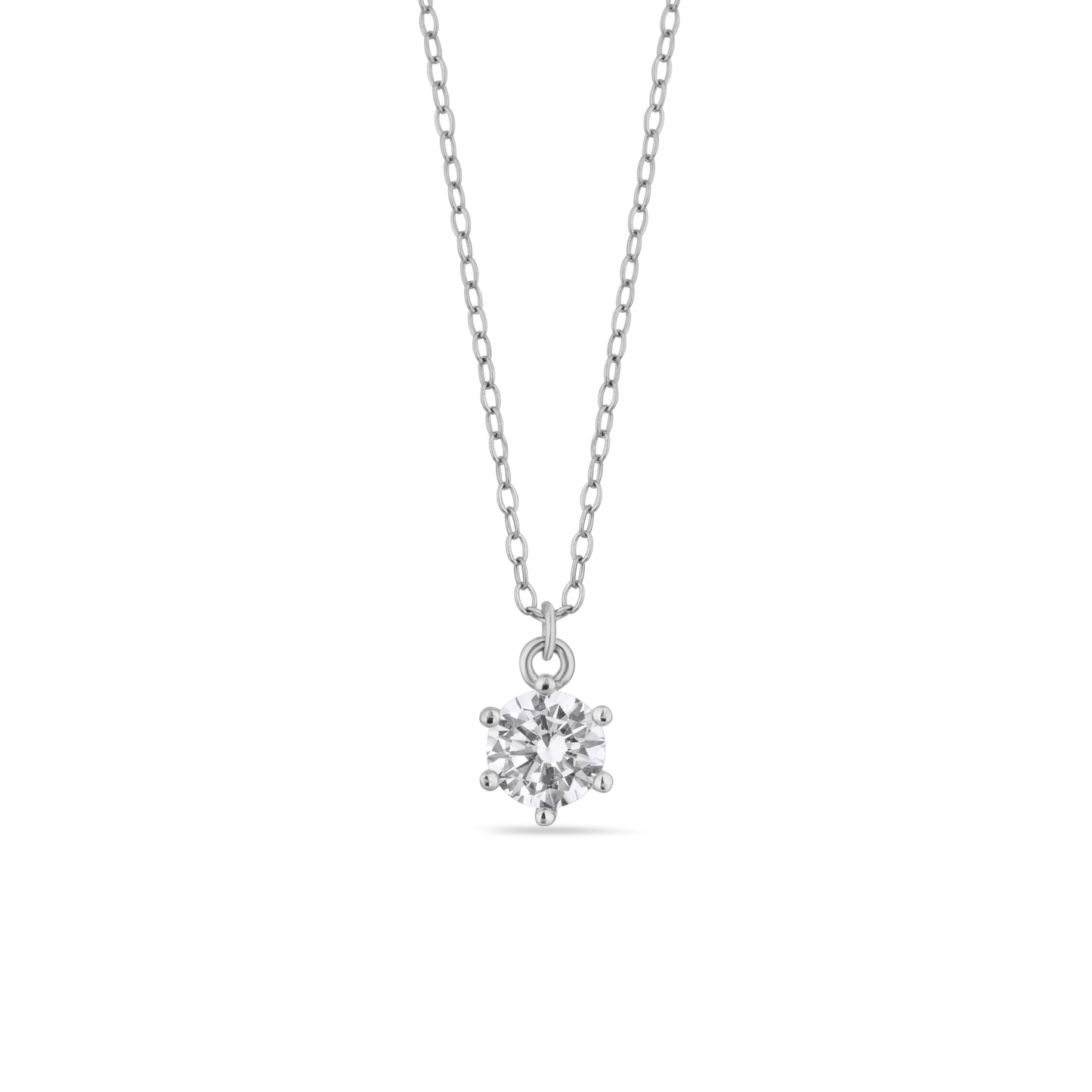 Solitaire Pendant Necklace with Round Cut American Diamond