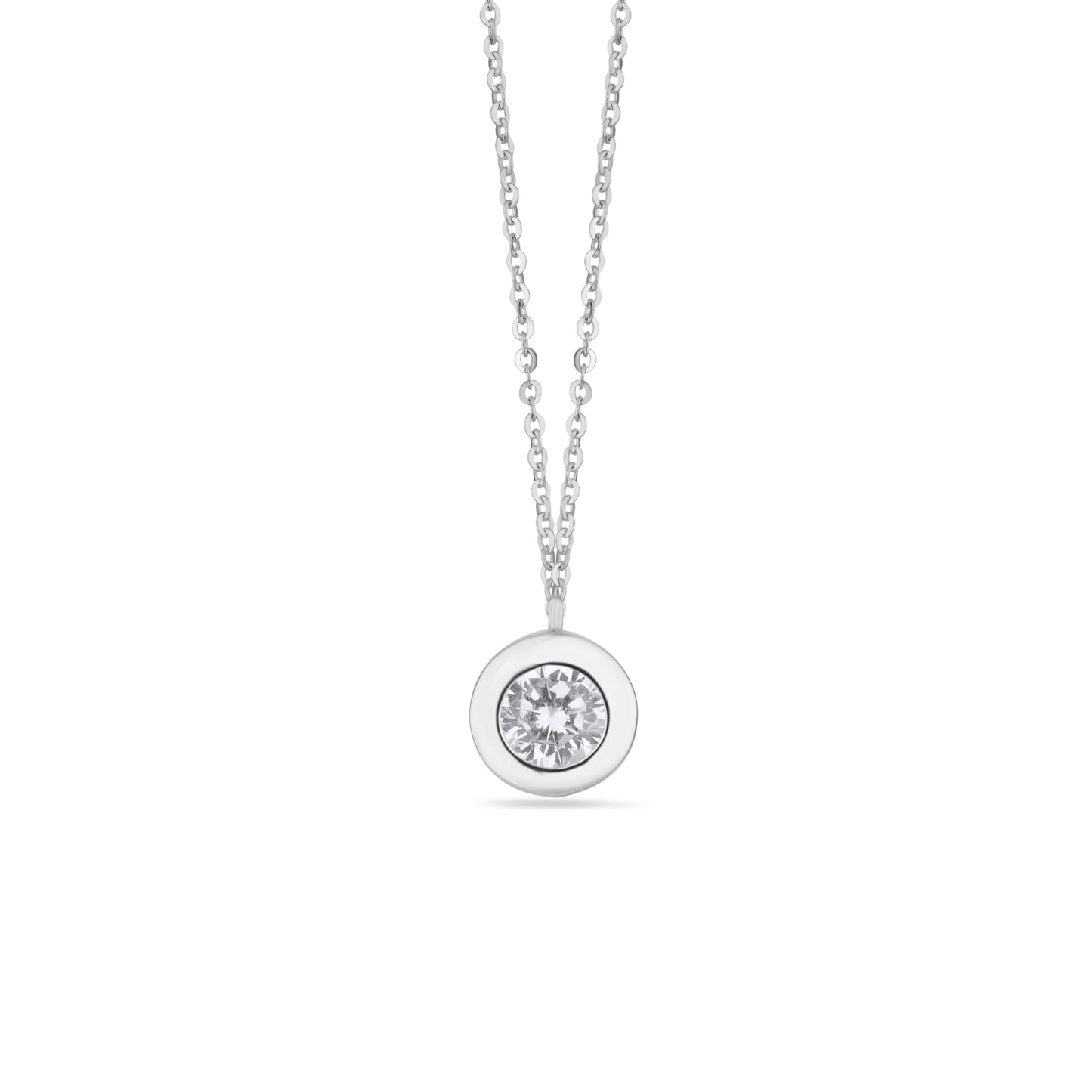 Silver American Diamond Solitaire Pendant Necklace Women’s Jewelry Gift