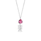 925 Sterling Silver Pink Heart Fishbone Necklace