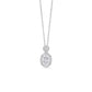 Silver Oval Halo American Diamond Pendant with Chain
