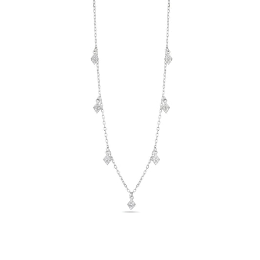 925 Sterling Silver Dangle Chain Necklace for Women with Shimmering American Diamonds