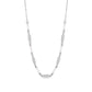 925 Sterling Silver Chain Necklace for Women with American Diamond & White Enamel Bar Accents
