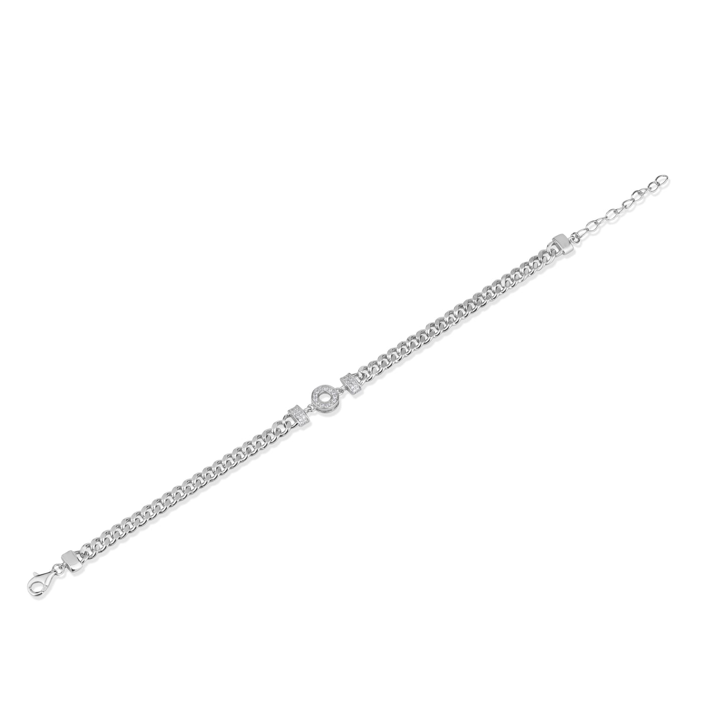 925 Sterling Silver Bracelet for Women American Diamond Curb Link Chain Adjustable