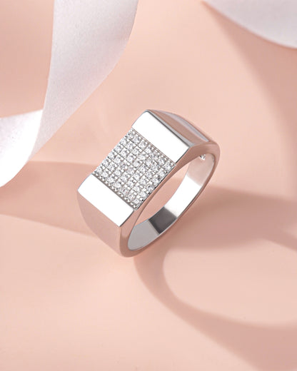 Men’s Moissanite Diamond Ring 925 Sterling Silver Solid Band