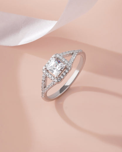 925 Sterling Silver Princess Cut American Diamond Ring Women Wedding Band Size 5-27