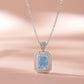 Blue Topaz Halo American Diamond Silver Chain Pendant