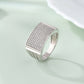 Men's Moissanite Diamond Ring 925 Sterling Silver Rectangular Signet Band