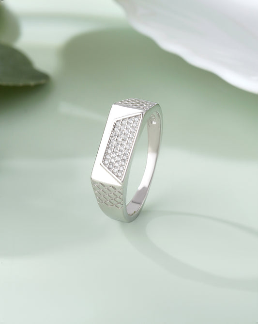 925 Sterling Silver Men’s Geometric Signet Ring