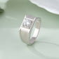 Solid 925 Sterling Silver Men’s Ring Brilliant Round Cut Moissanite Diamond Band