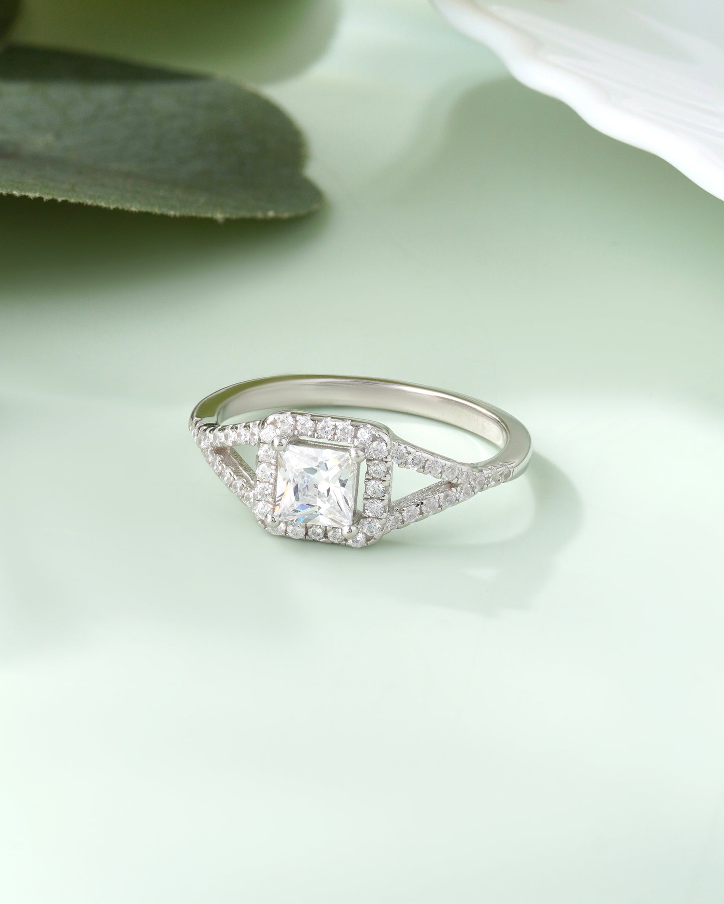 925 Sterling Silver Princess Cut American Diamond Ring Women Wedding Band Size 5-27