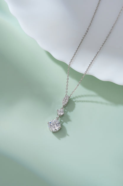 Silver Chain Pendant for Women American Diamond Three Stone Chain