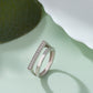 925 Sterling Silver Geometric Ring for Women American Diamond Double Band Jewelry