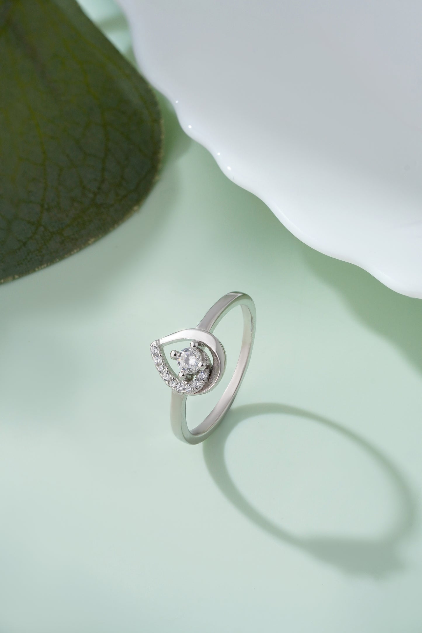 925 Sterling Silver Women Ring American Diamond Moissanite Promise Band