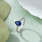 925 Sterling Silver Pear Cut Blue Sapphire Ring Women American Diamond Band Gift