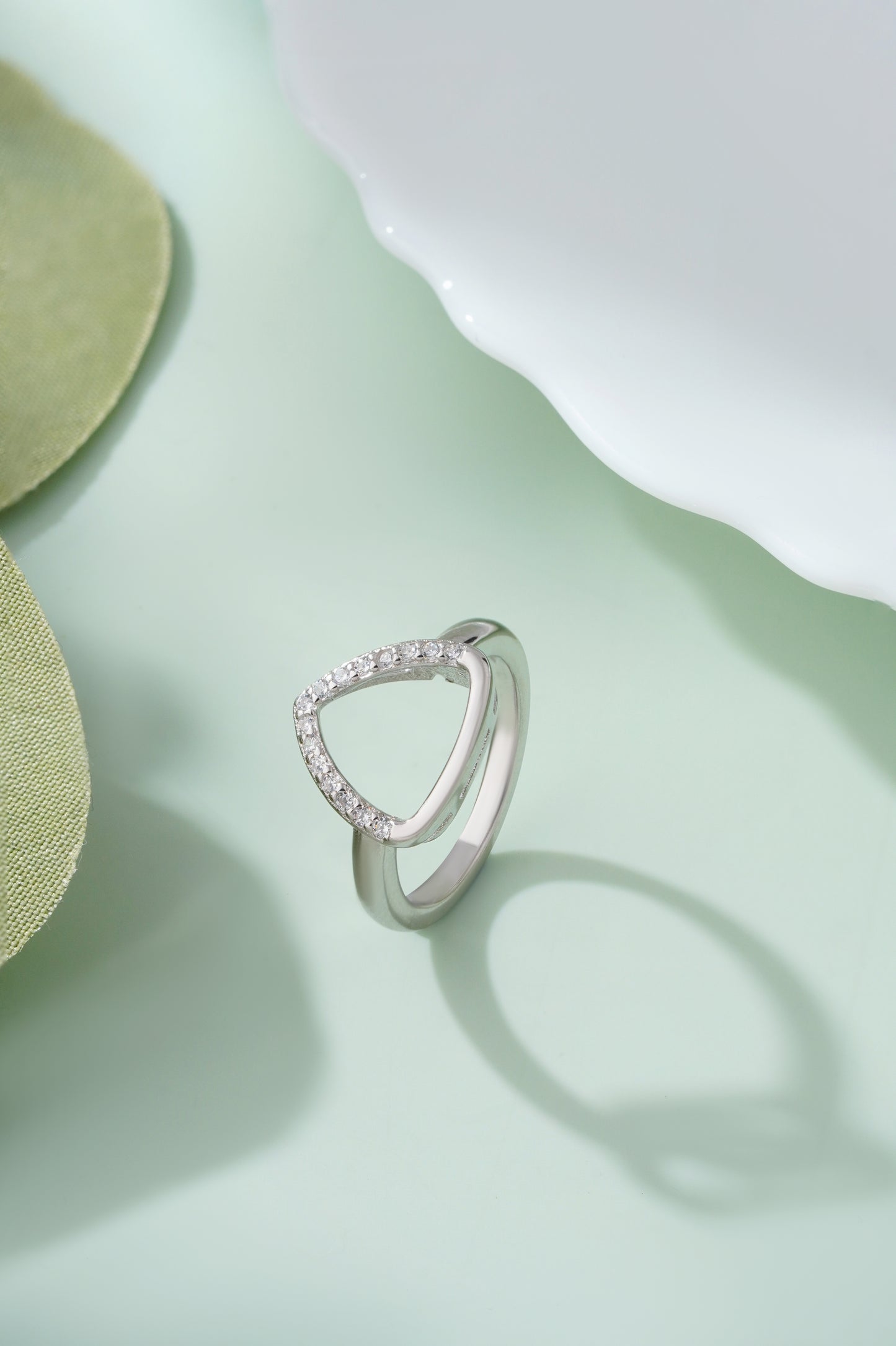 925 Sterling Silver Geometric Triangle Ring for Women American Diamond CZ Band Gift