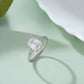 925 Sterling Silver Emerald Cut American Diamond Solitaire Ring Women