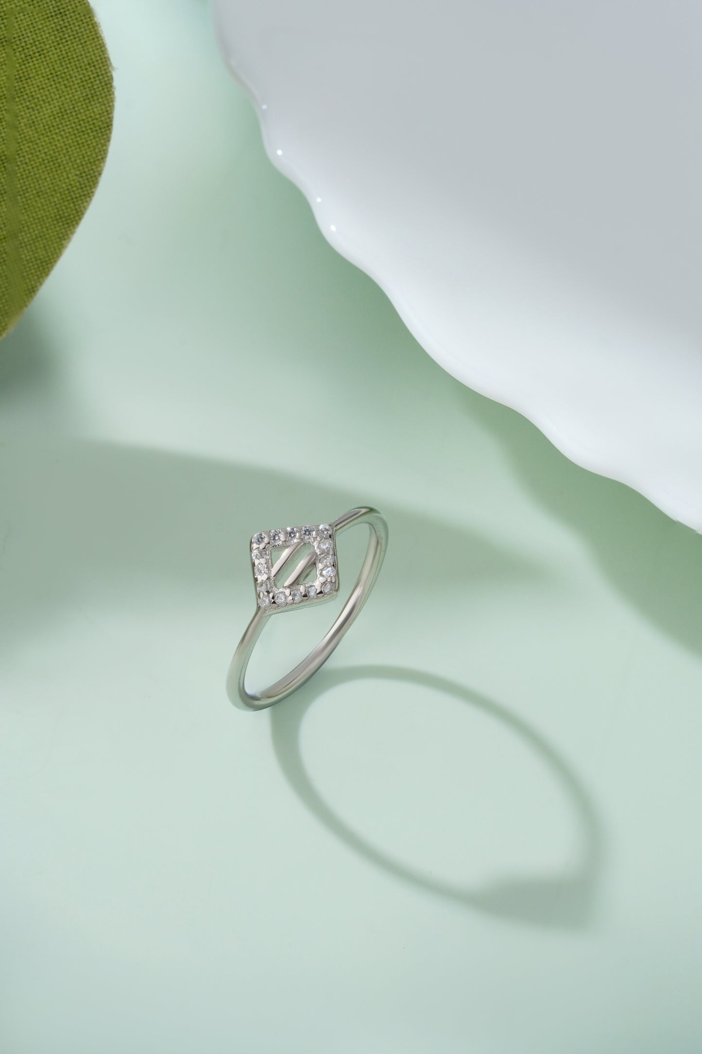 Elegant 925 Sterling Silver Square Halo American Diamond Ring