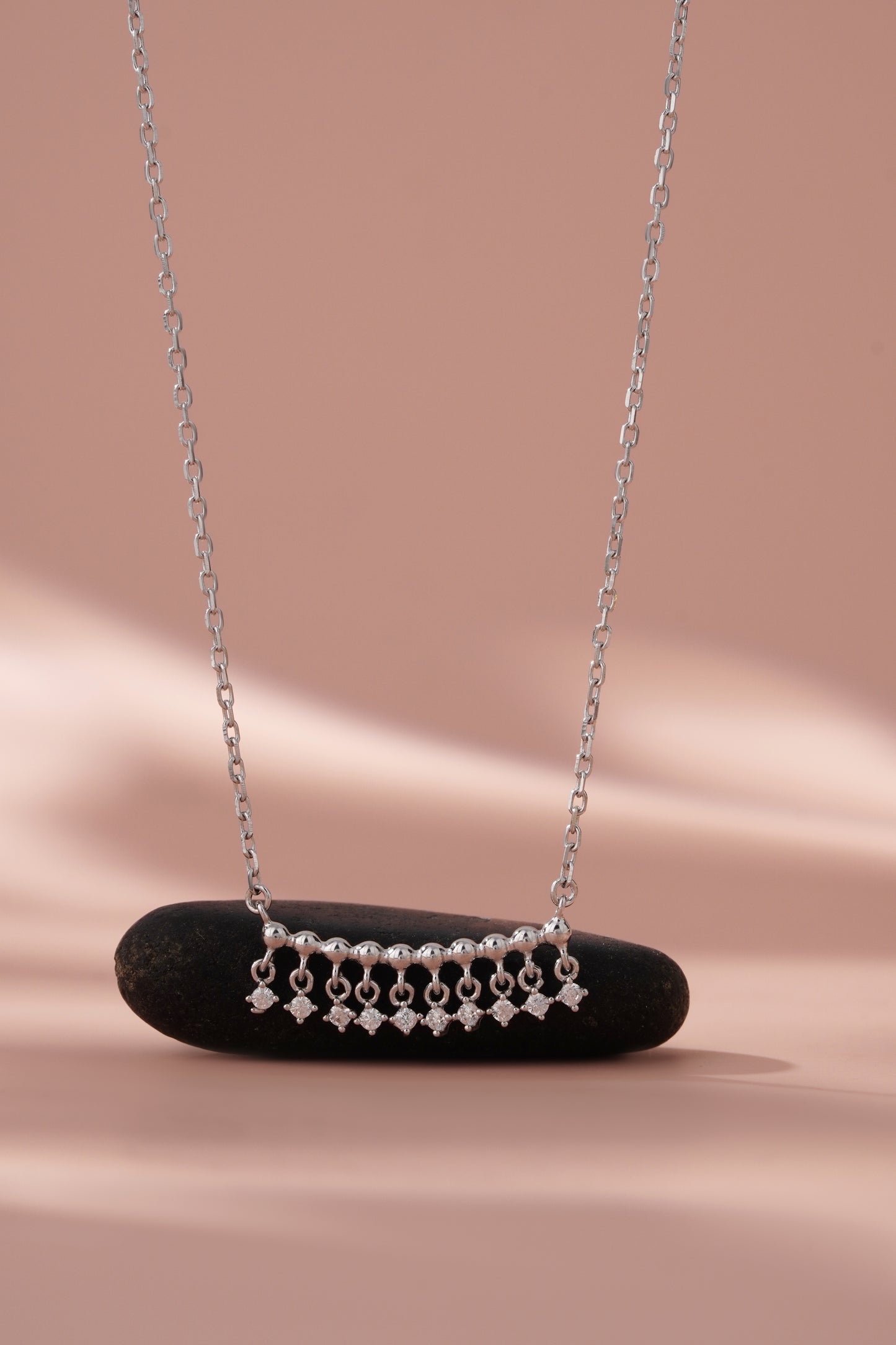 Silver American Diamond Choker Necklace