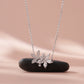 Sterling Silver Marquise Cut Cubic Zirconia Dual Floral Pendant Necklace