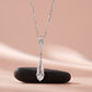 American Diamond Double Pear Drop Silver Chain Pendant