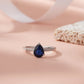 925 Sterling Silver Pear Cut Blue Sapphire Ring Women American Diamond Band Gift