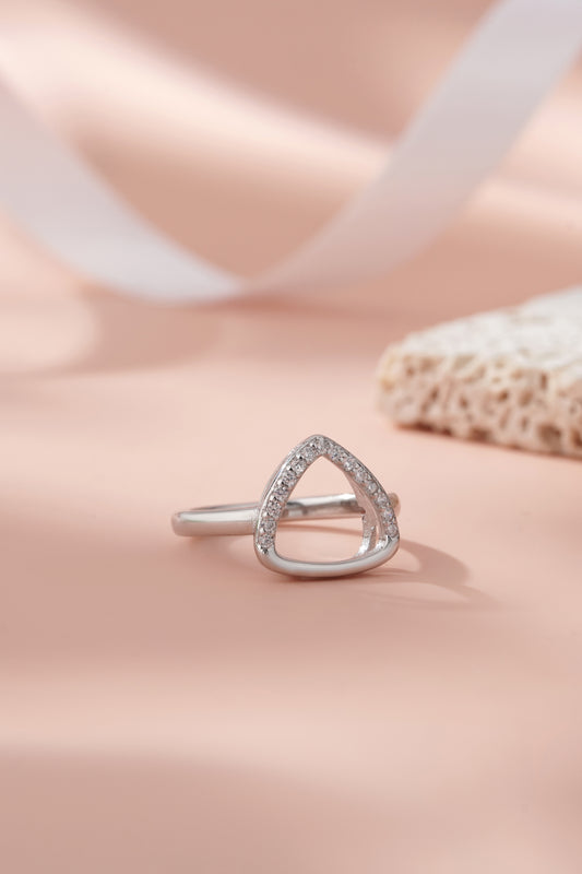 925 Sterling Silver Geometric Triangle Ring for Women American Diamond CZ Band Gift