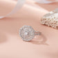 925 Sterling Silver Halo Ring for Women American Diamond Art Deco Wedding Band