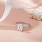 925 Sterling Silver Emerald Cut American Diamond Solitaire Ring Women