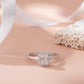 925 Sterling Silver Emerald Cut American Diamond Halo Ring for Women Promise Gift