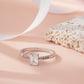 925 Sterling Silver Ring Women American Diamond Emerald Cut Solitaire Wedding Band