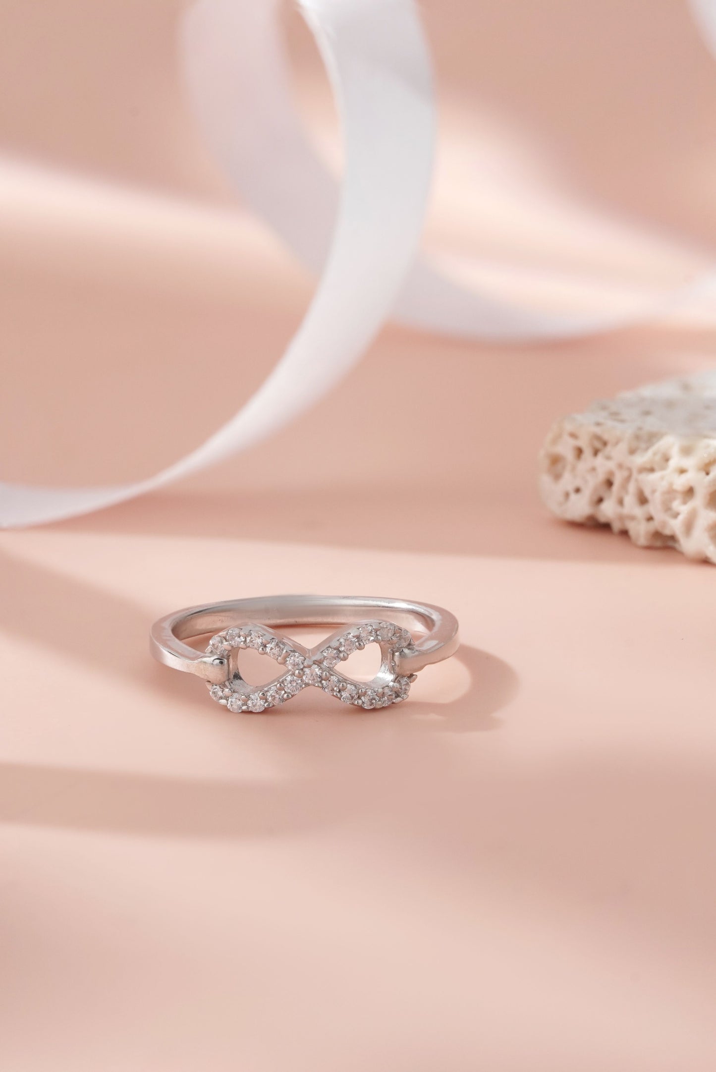 925 Sterling Silver Infinity Ring Women American Diamond CZ Band Promise Gift New