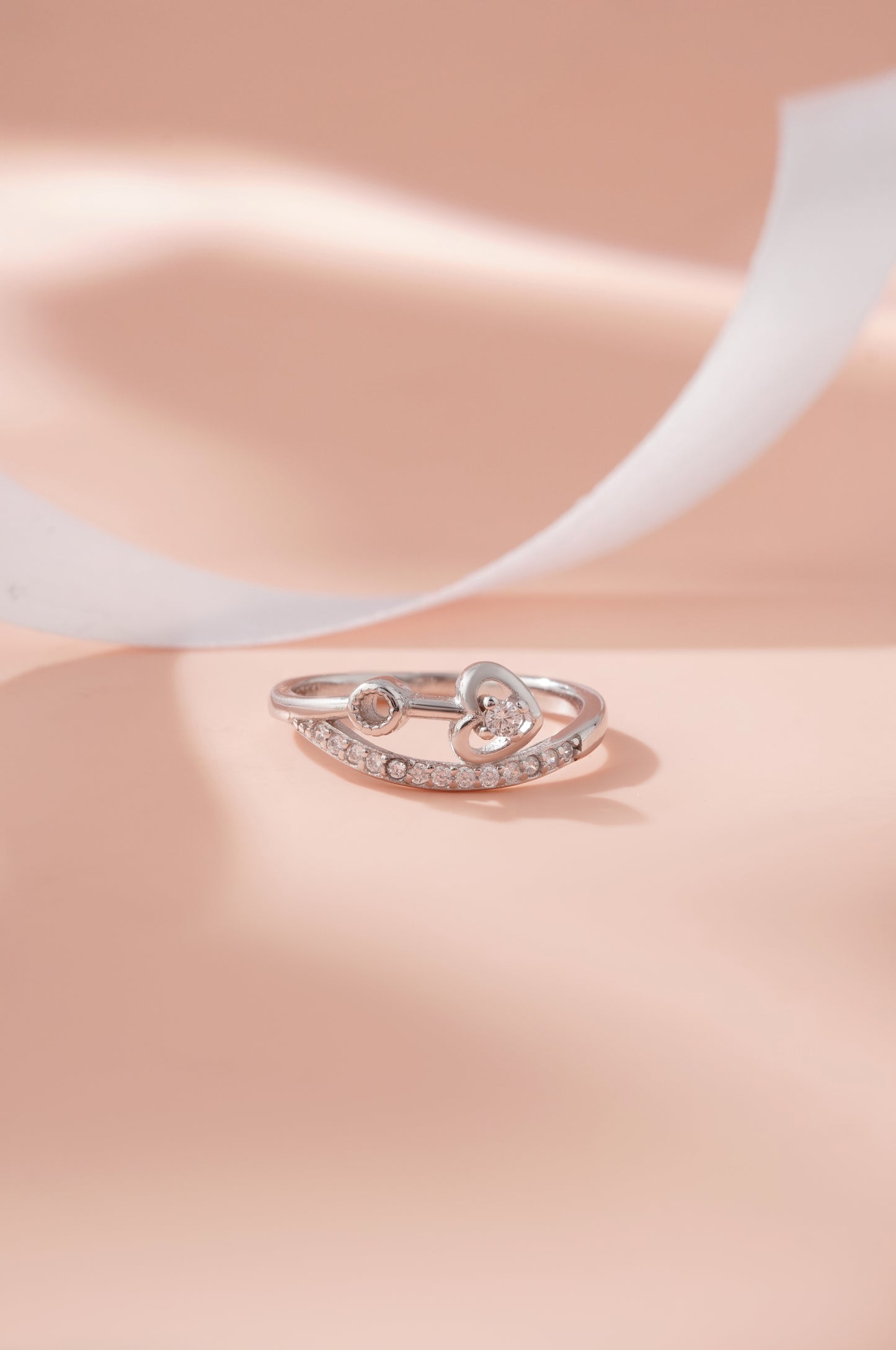 925 Sterling Silver Heart Ring for Women American Diamond Promise Band Gift Boxed